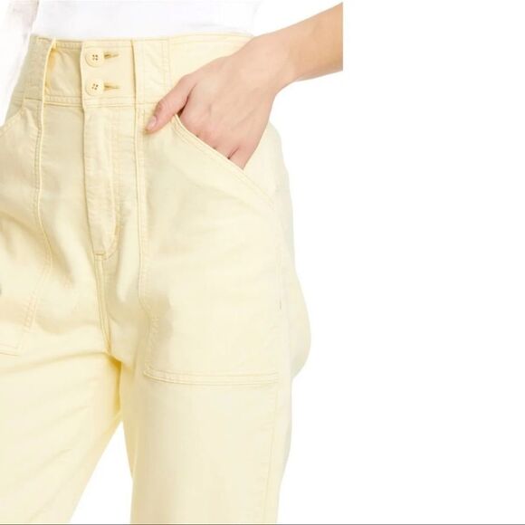 NWT Joie Mirenda Slim Crop Cargo Pants in pastel yellow Size 4 - Picture 3 of 9